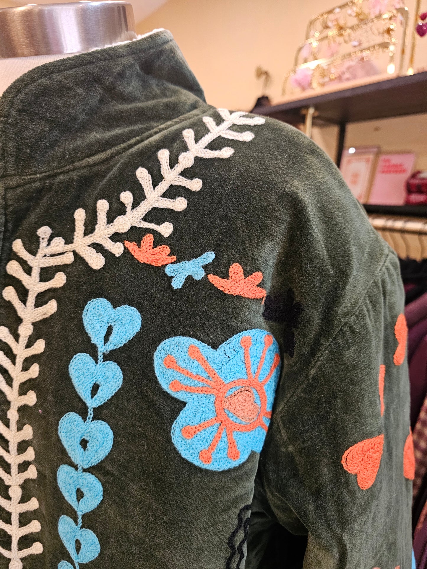 Veste brodée en velours The corner