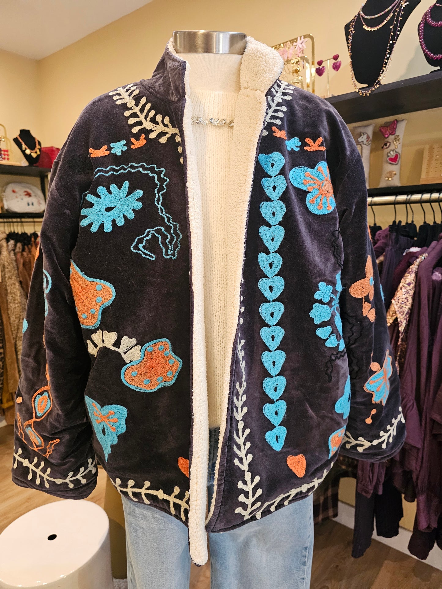 Veste brodée en velours The corner