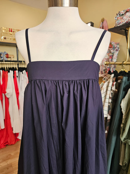 Robe marine à bretelles johanna paris