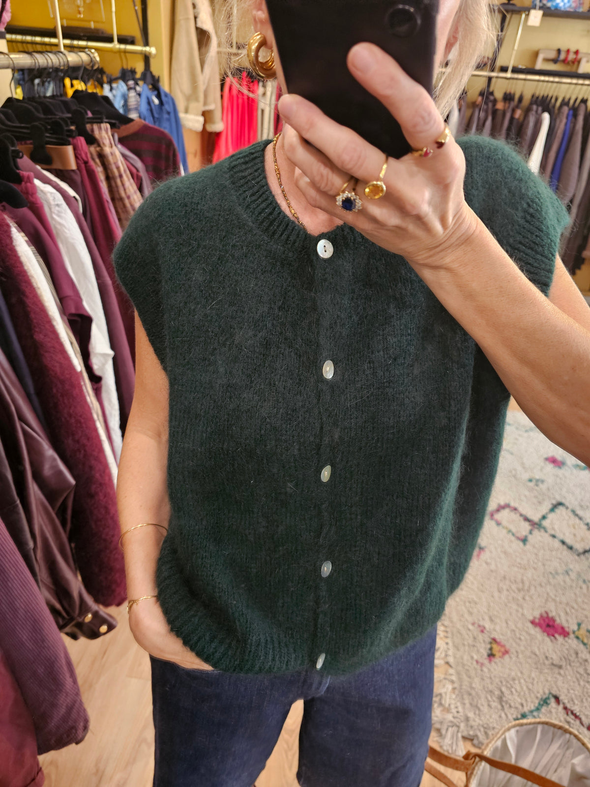 Gilet debardeur vert en mohair