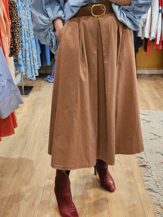 Jupe rayée chocolat Johanna Paris