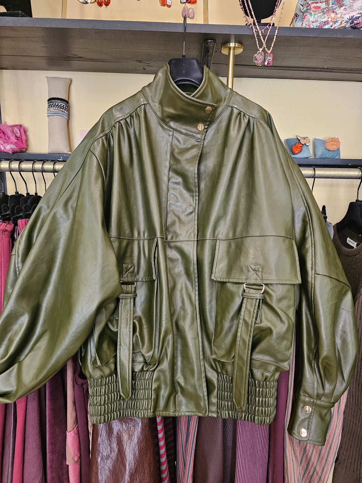 Blouson oversize en simili kaki Johanna paris