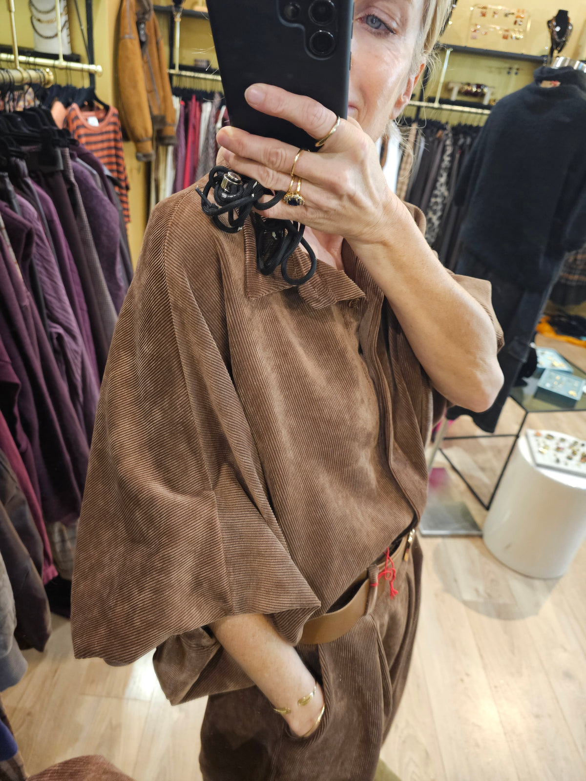 Chemise manches ballon chocolat Johanna Paris