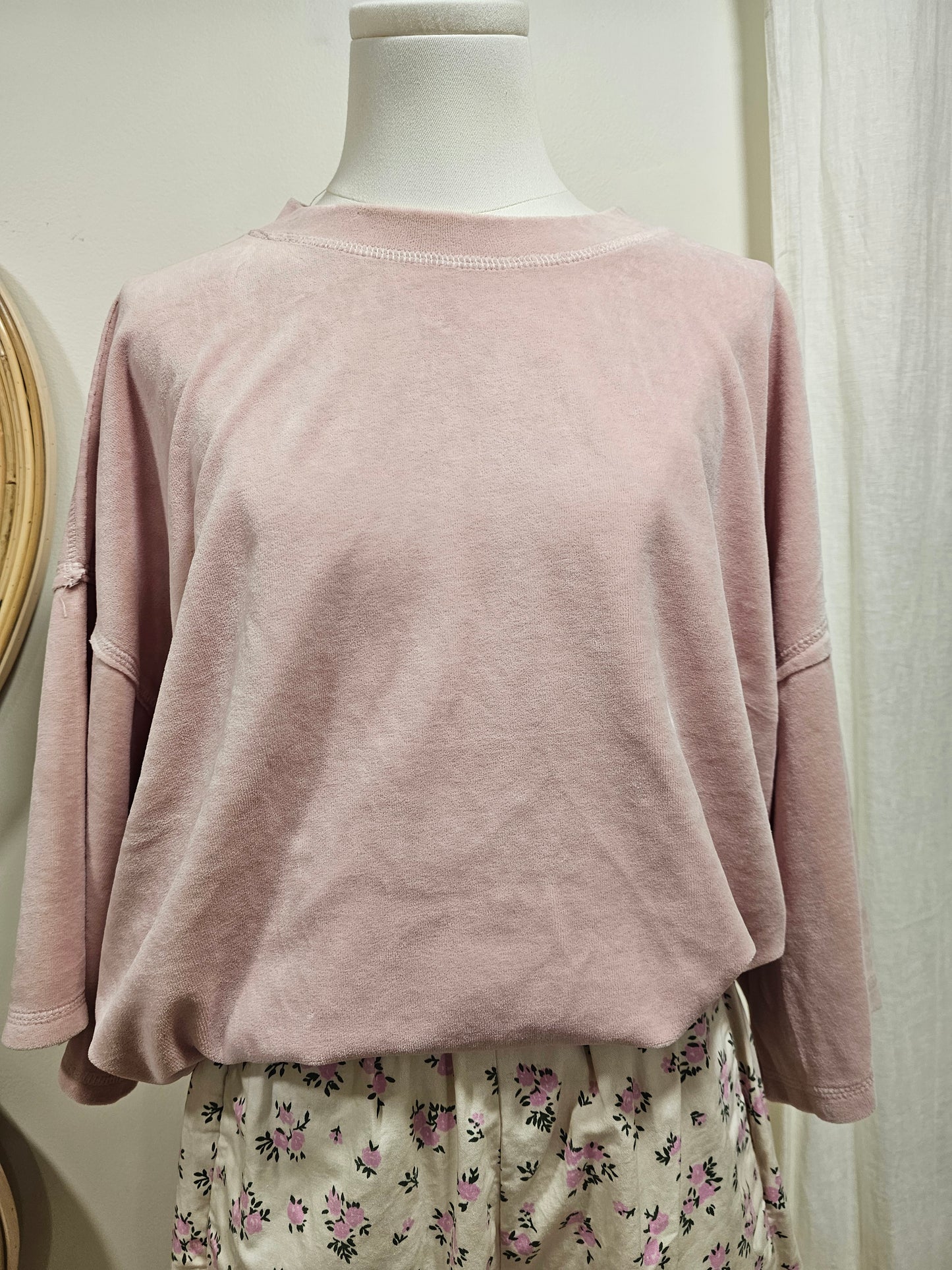 Tshirt rose en velours ras