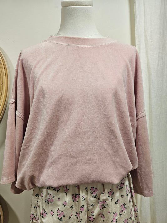 Tshirt rose en velours ras