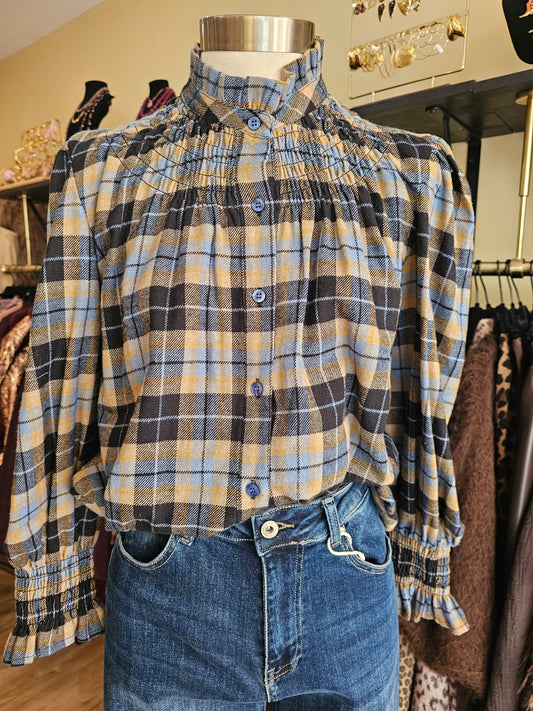 Chemise smokee à carreaux Johanna Paris