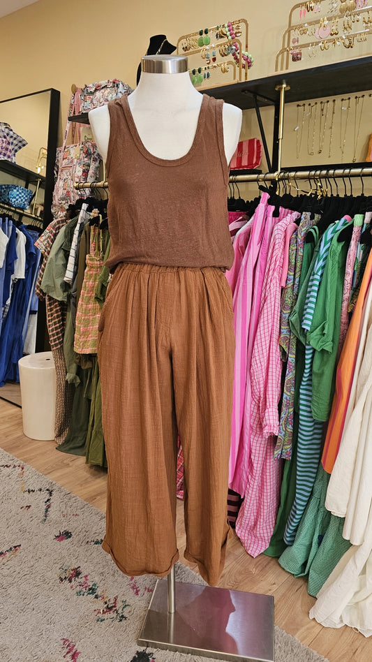 Debardeur lin camel johanna paris