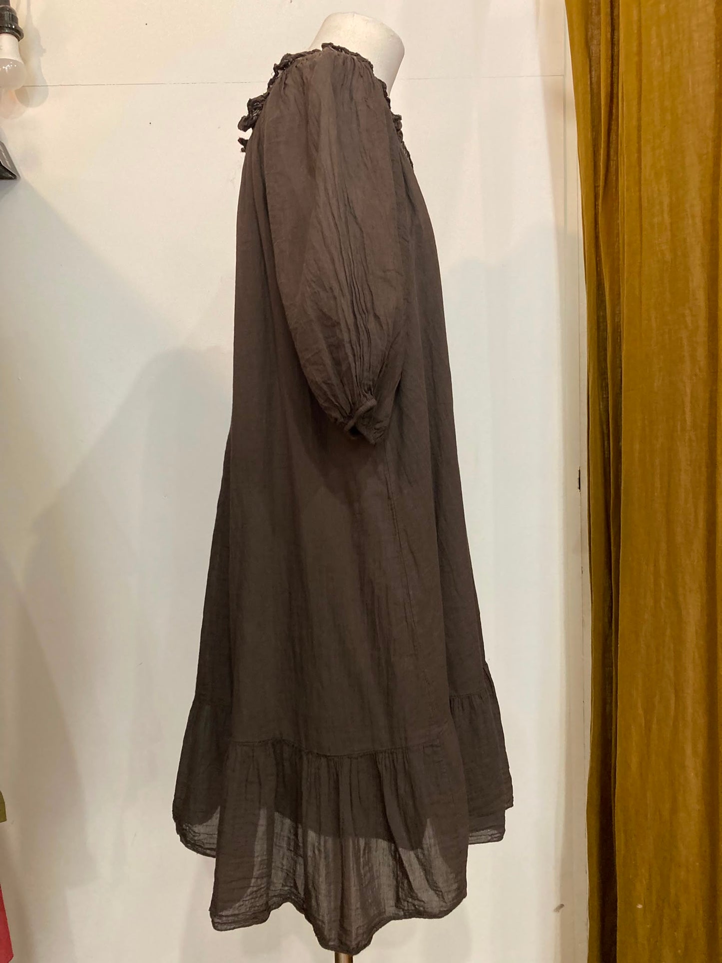 Robe voile de coton marron johanna paris