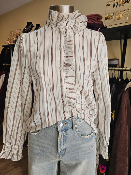 Chemise rayée col montant