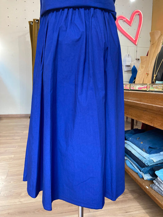 Jupe en coton bleu roi