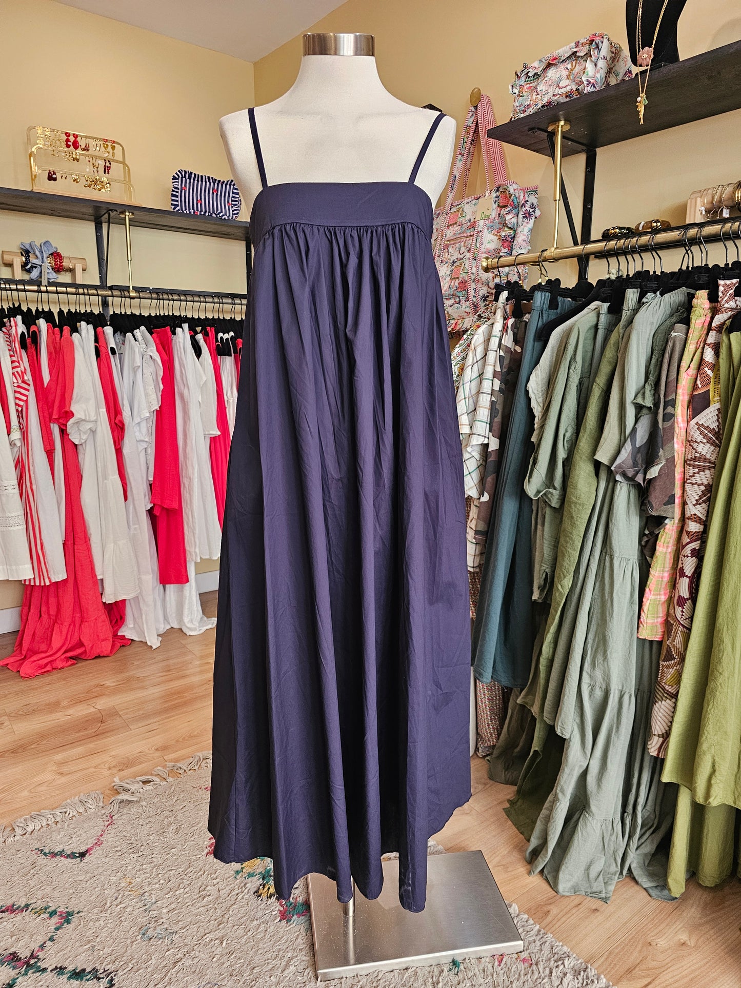 Robe marine à bretelles johanna paris