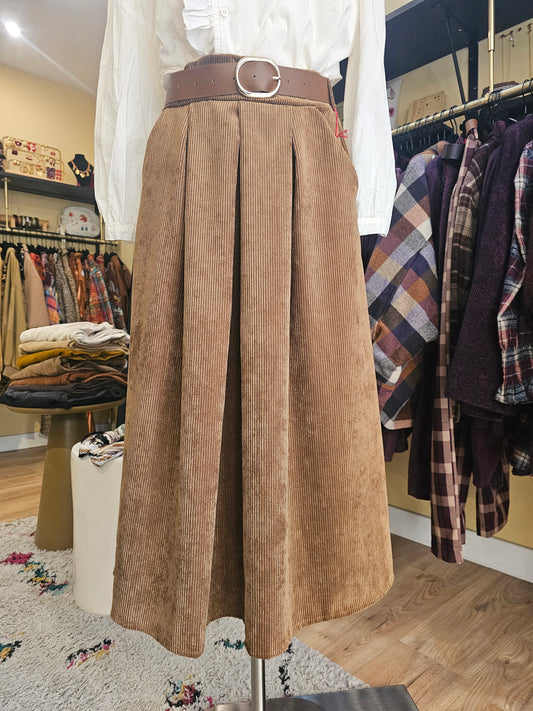 Jupe midi velours cotelé
