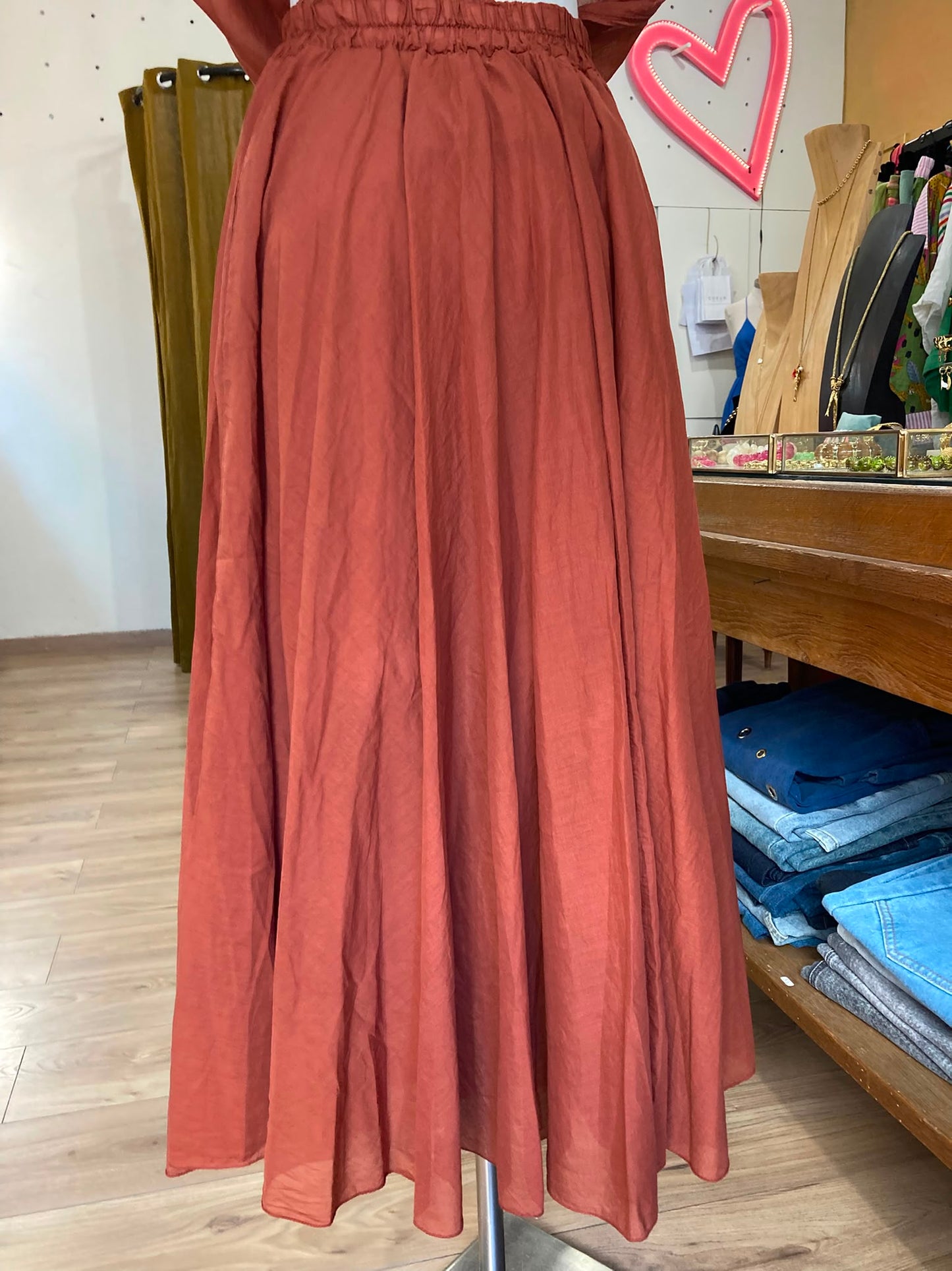 Jupe voile de coton terracotta johanna paris