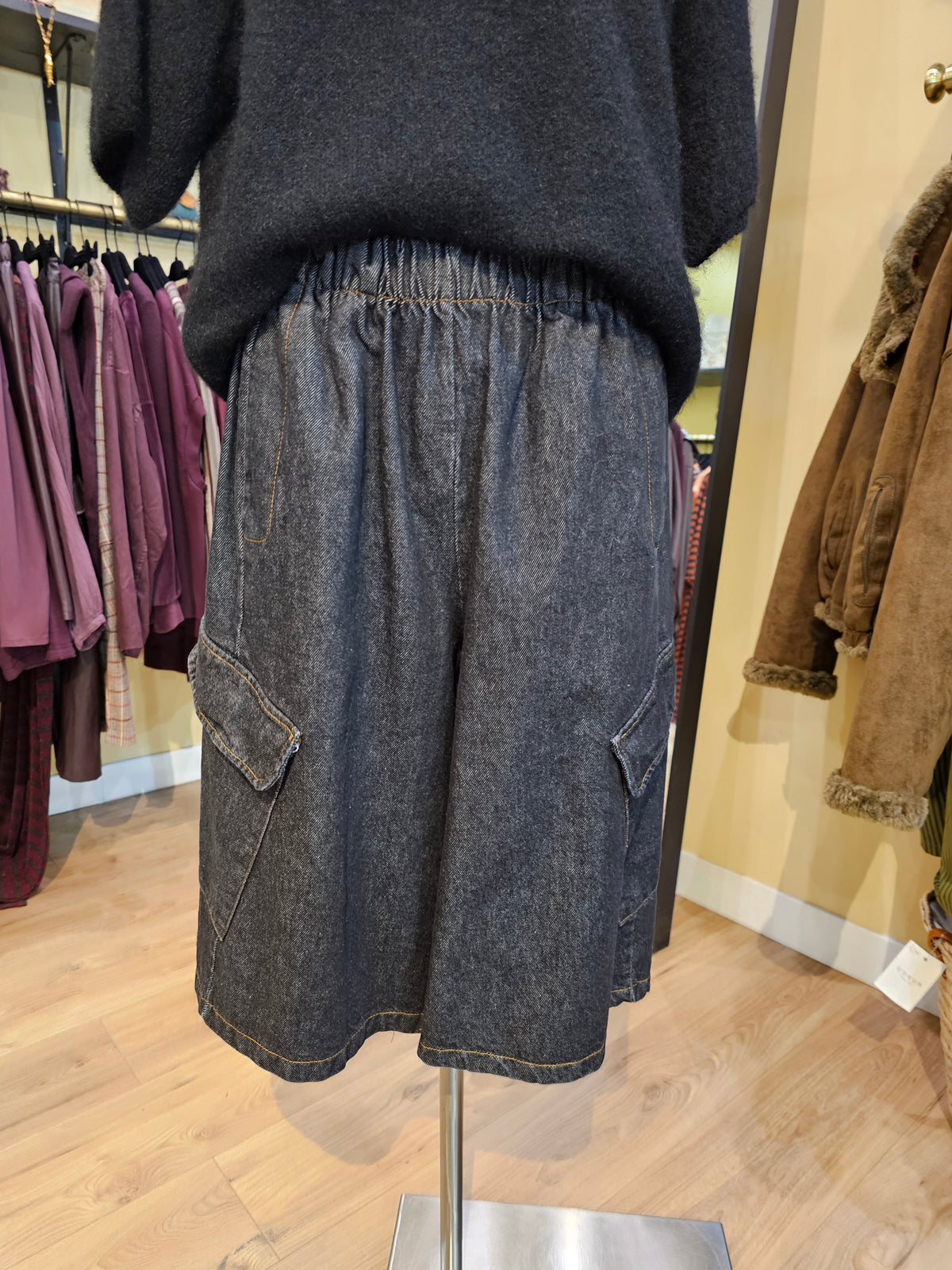 Bermuda cargo en jean anthracite Johanna Paris