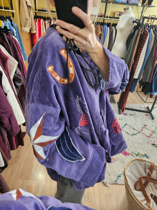 Veste en velours violet brodée The corner Paris