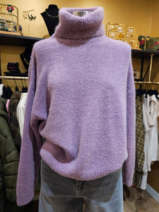 Pull col roulé parme Johanna Paris