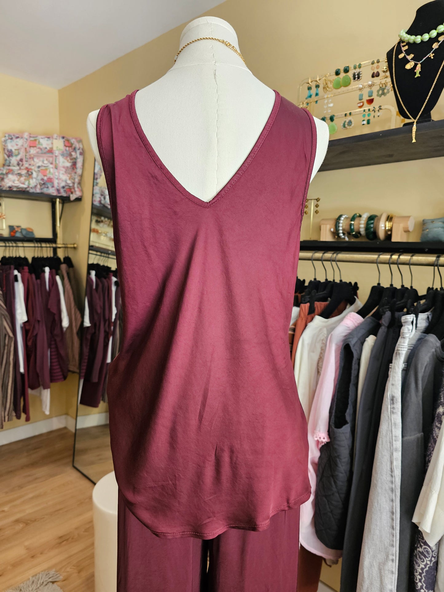 Top prune viscose et soie