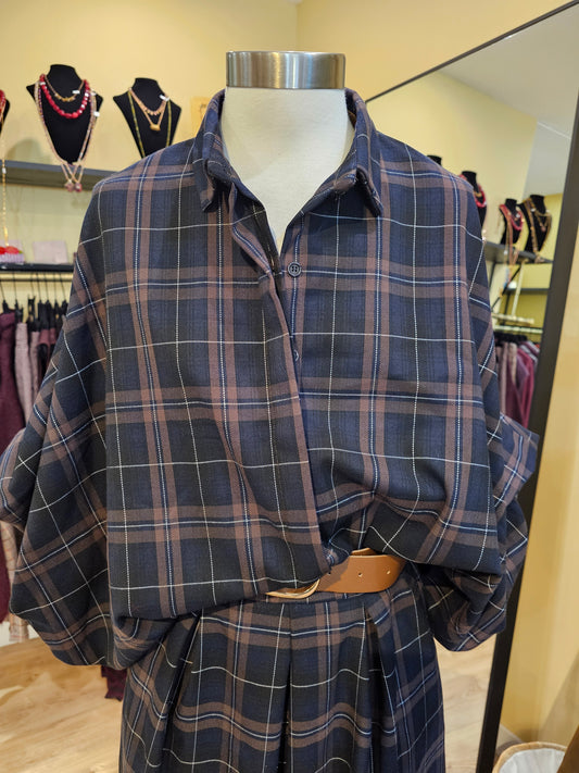 Chemise à carreaux manches bouffantes