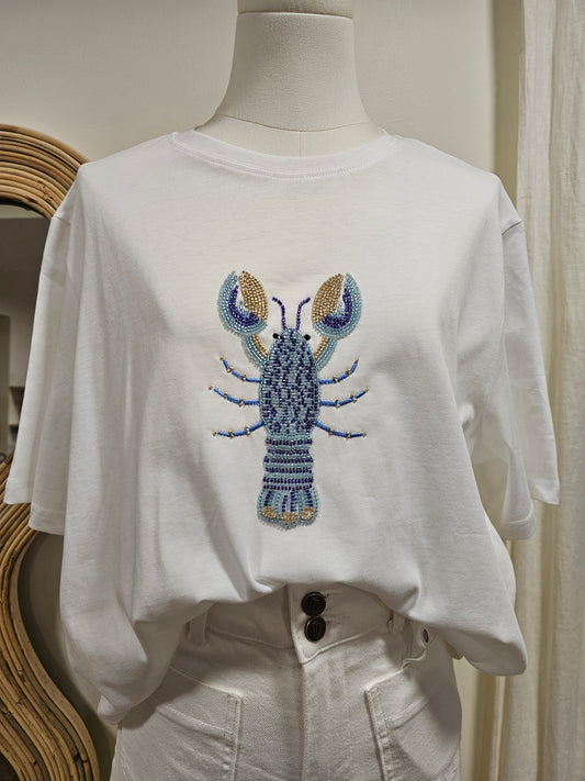 Tshirt homard brodé en perles