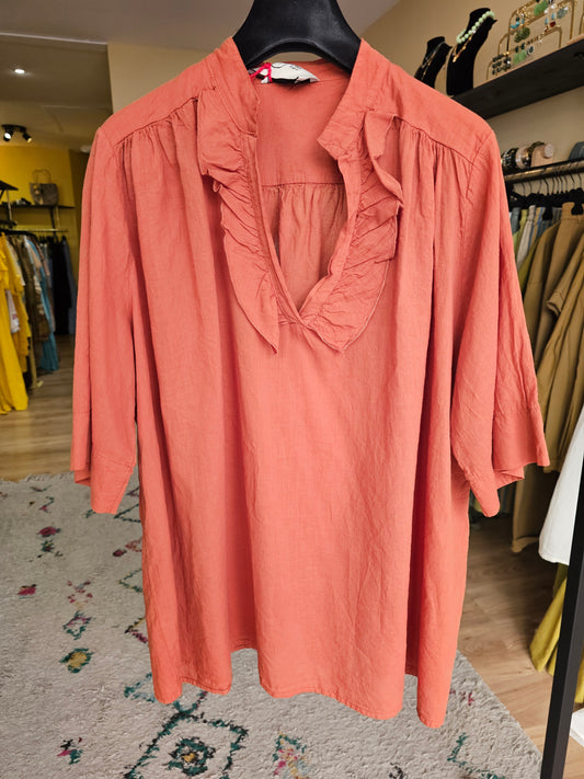 Top en voile de coton terracotta johanna paris