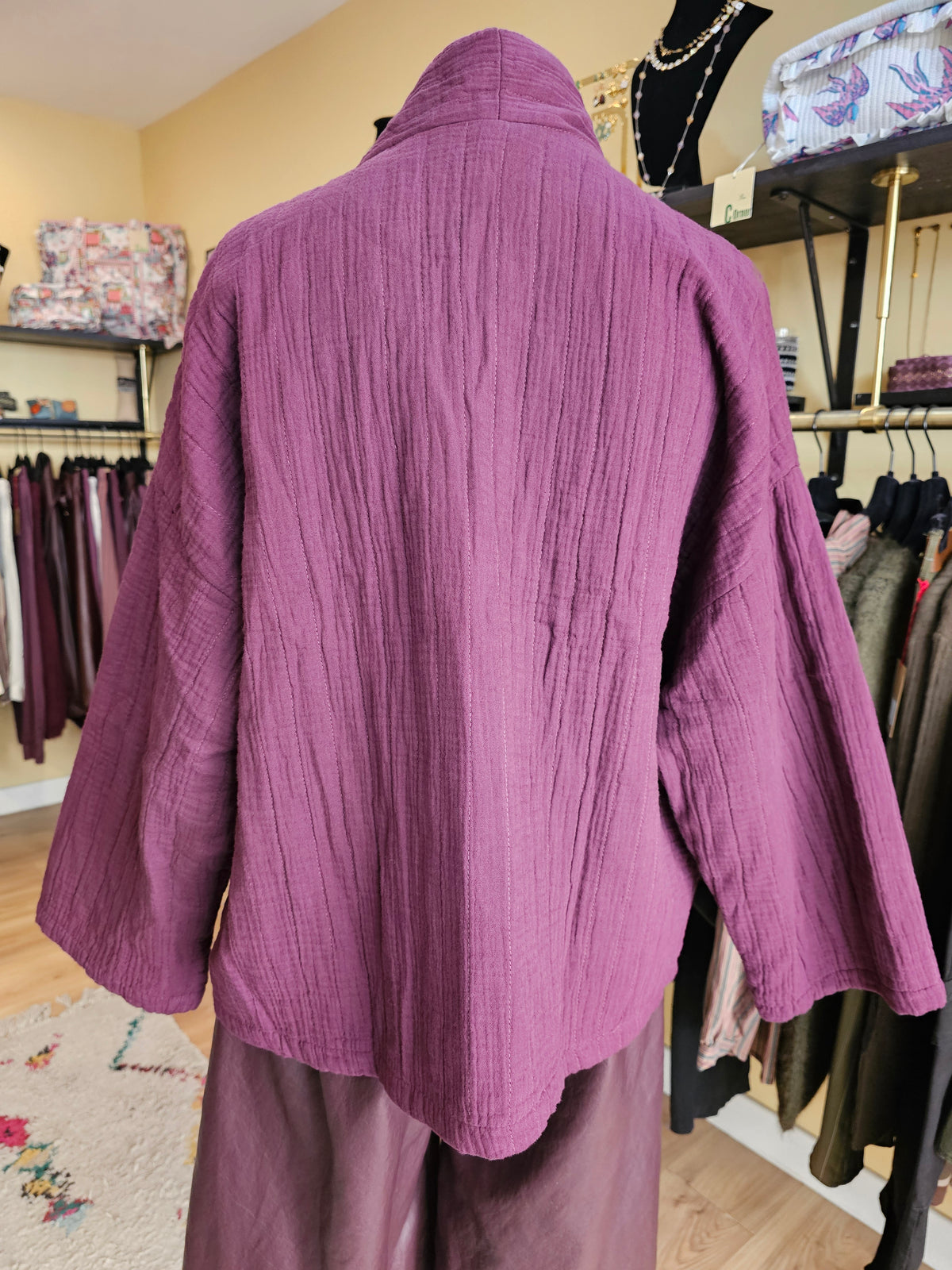 Kimono en coton prune
