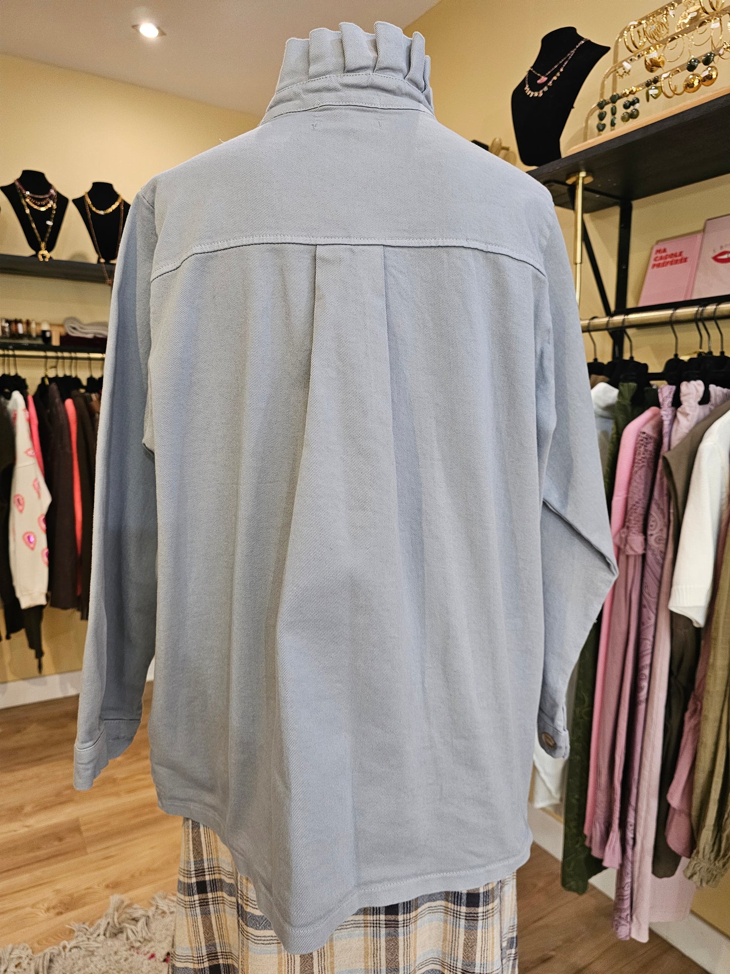 Chemise col victorien bleu gris Johanna Paris