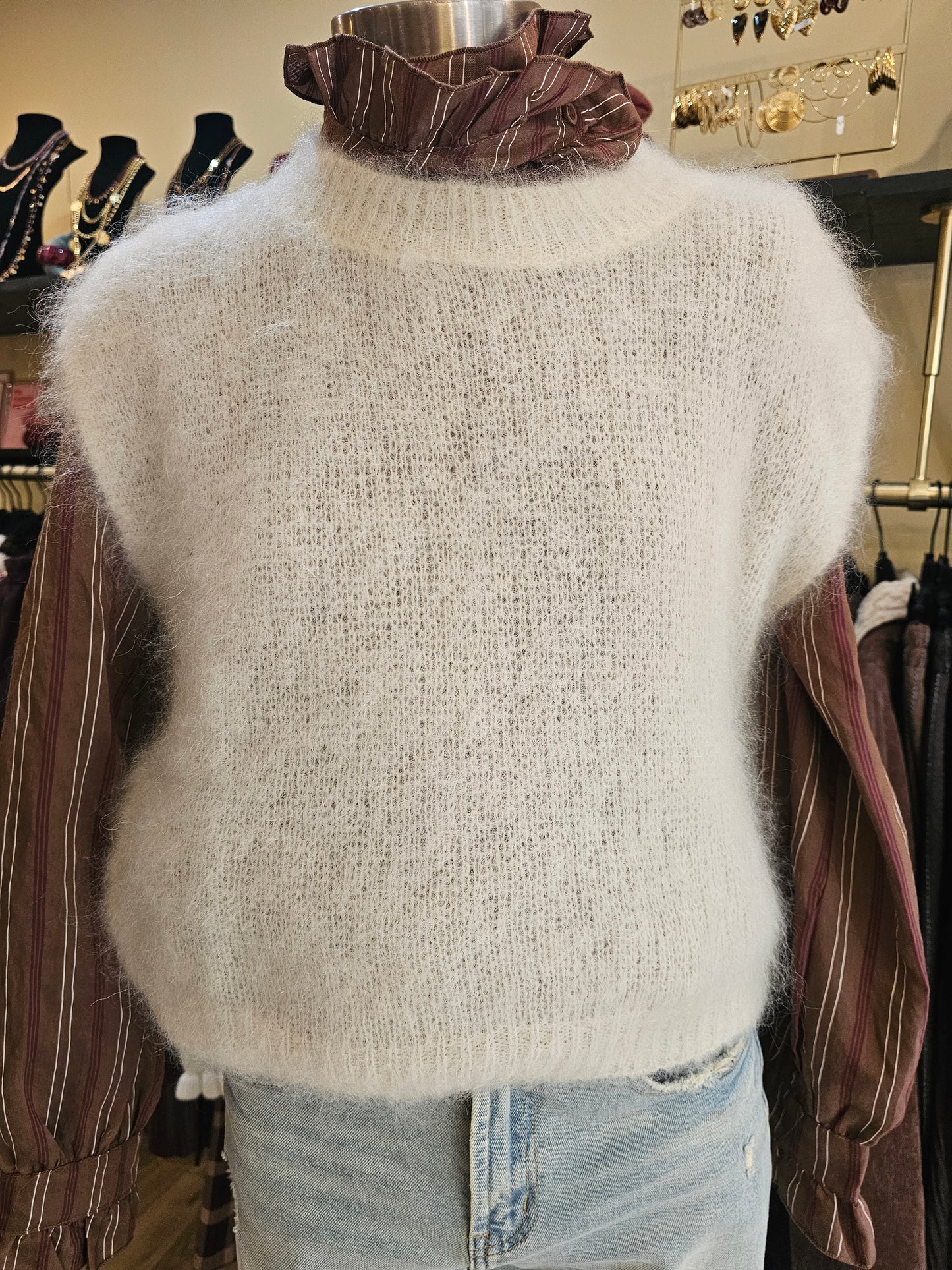 Pull sans manche mohair