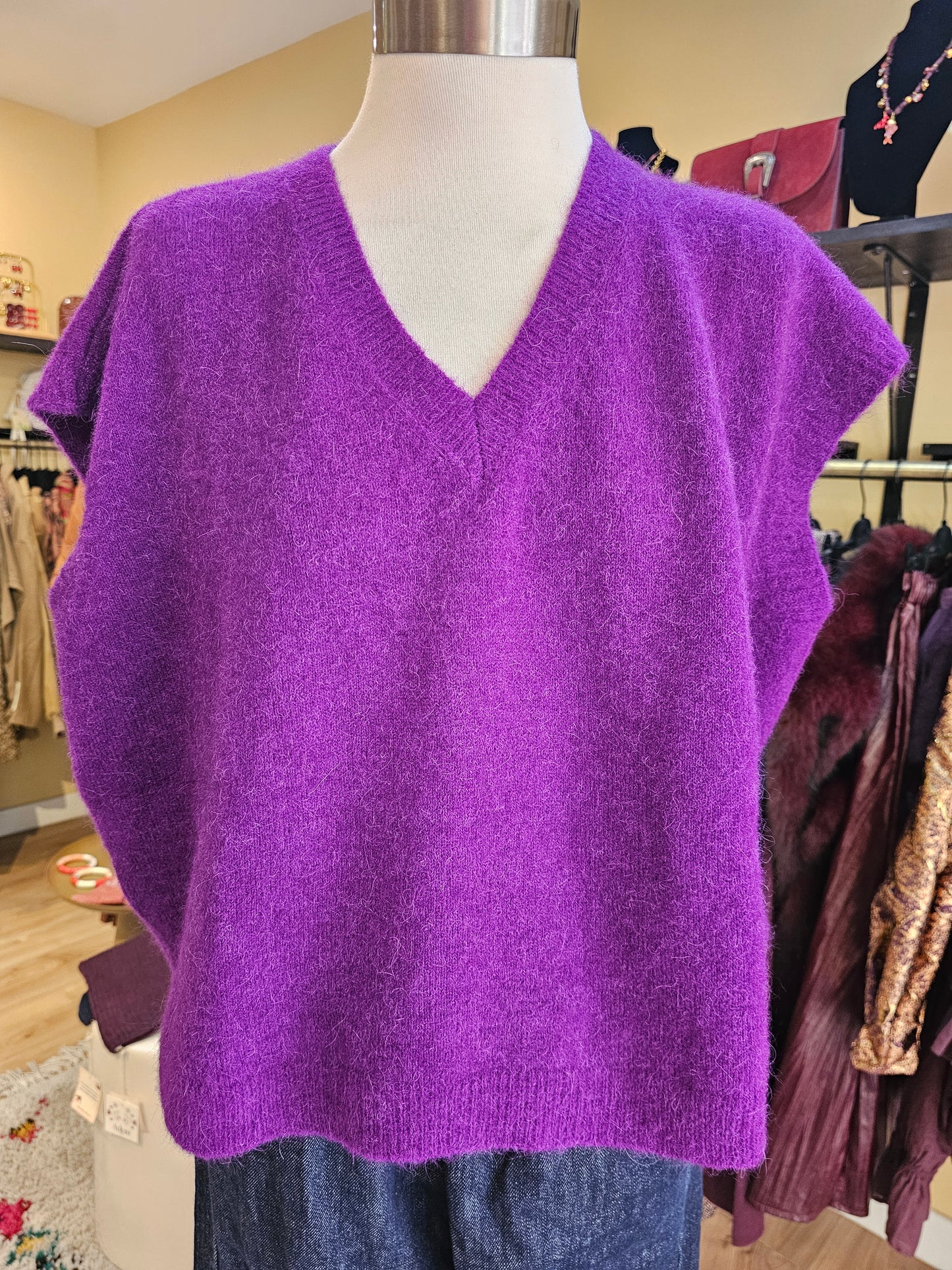 Pull sans manche violet