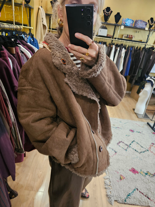 Blouson chocolat reversible Johanna Paris