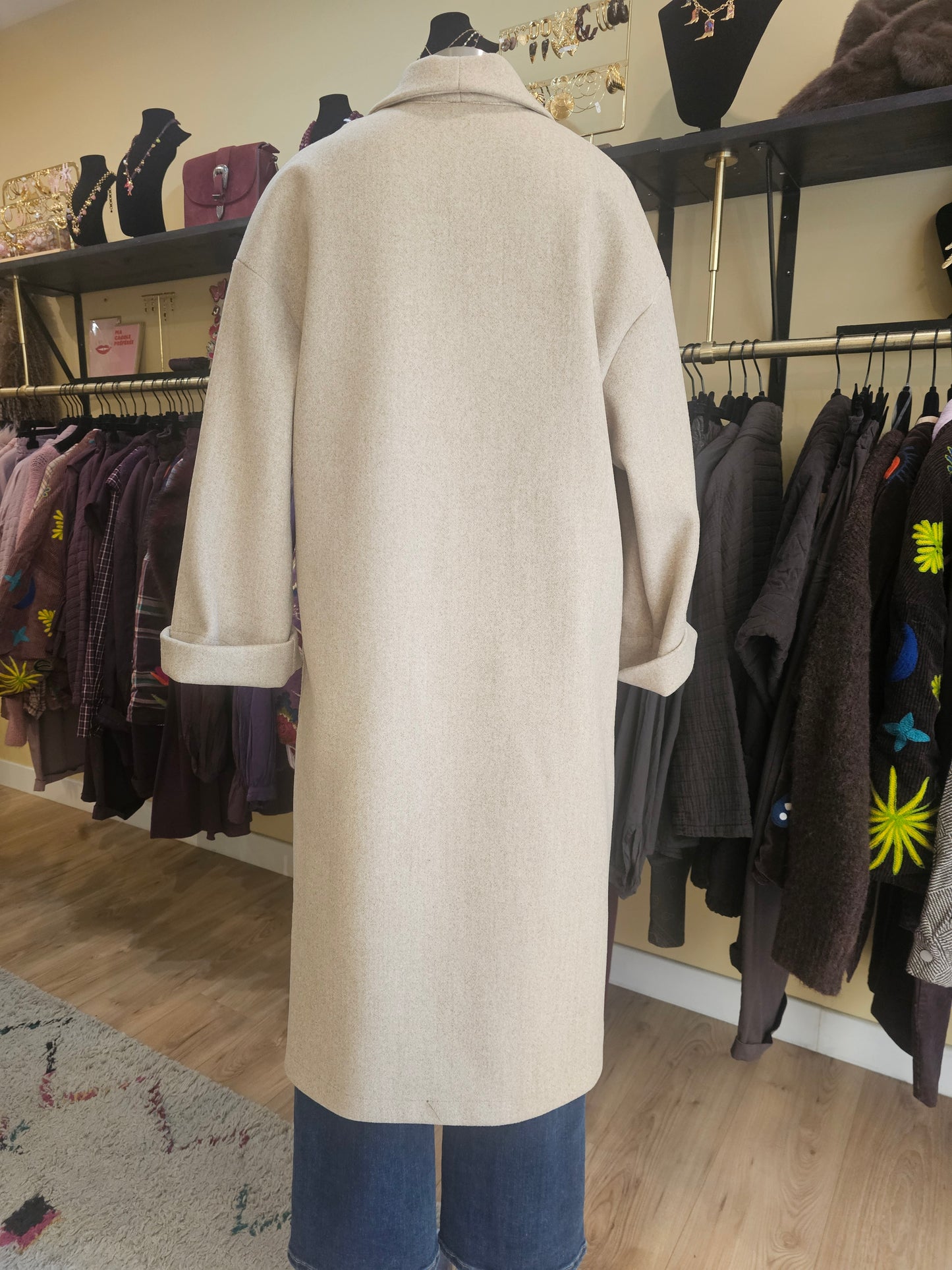 Manteau grège chiné