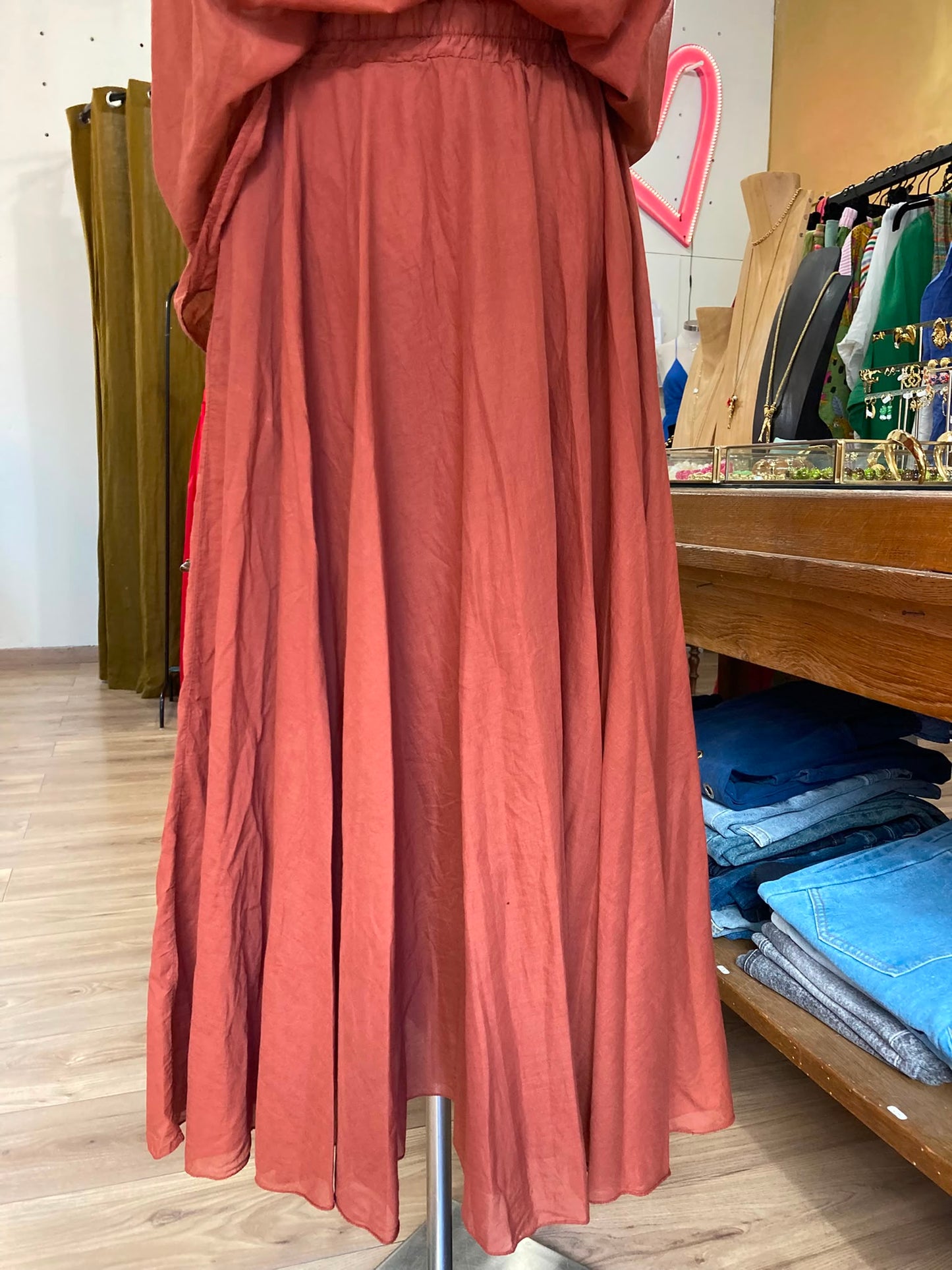 Jupe voile de coton terracotta johanna paris
