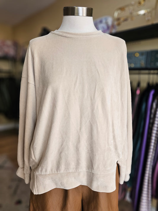 Sweat en velours ecru johanna paris