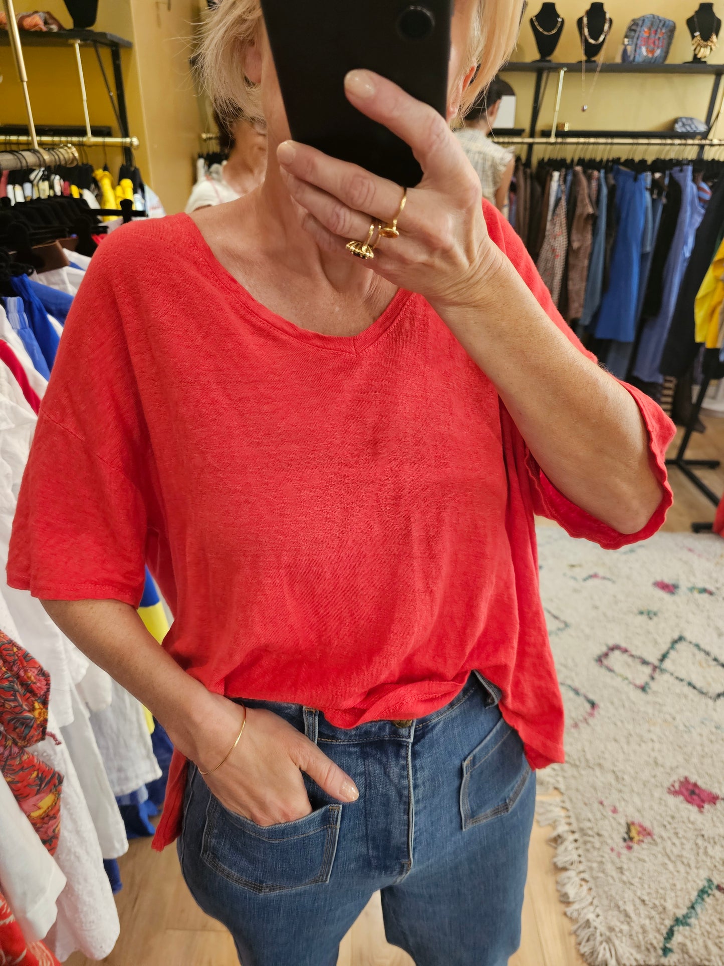 Tshirt rouge en lin Johanna Paris