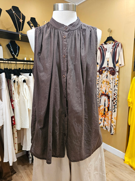Debardeur en voile de coton marron Johanna Paris