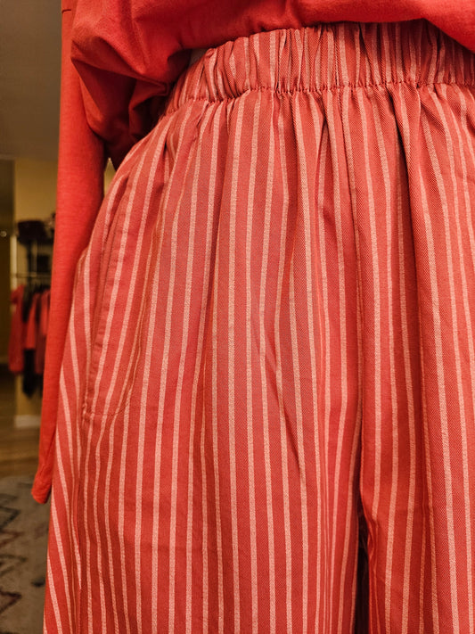 Pantalon magique rayé corail