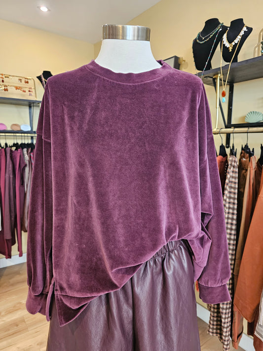 Sweat en velours prune Johanna paris