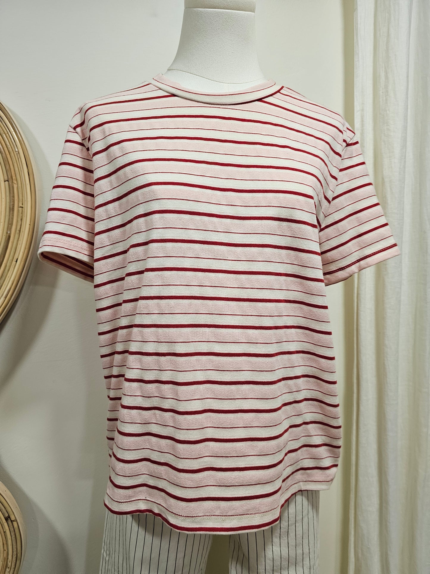 Tshirt rayé rose et rouge