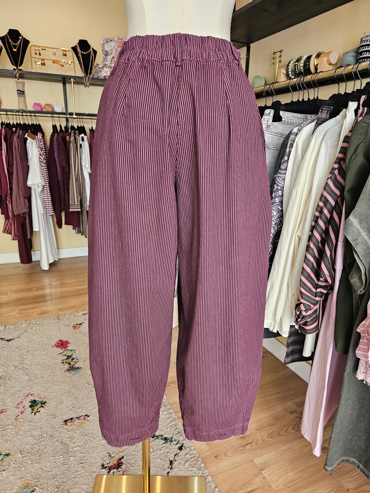 Pantalon rayé prune Johanna paris