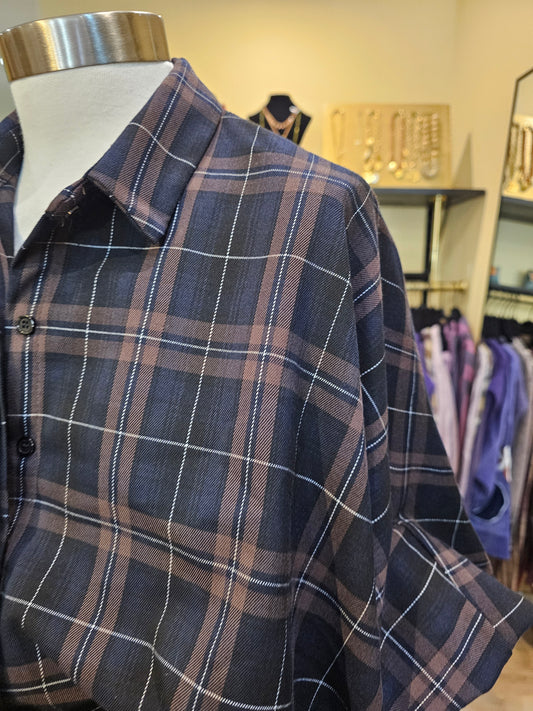 Chemise à carreaux manches bouffantes