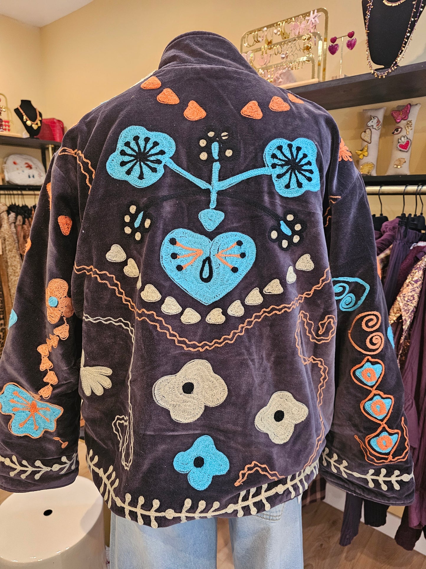 Veste brodée en velours The corner