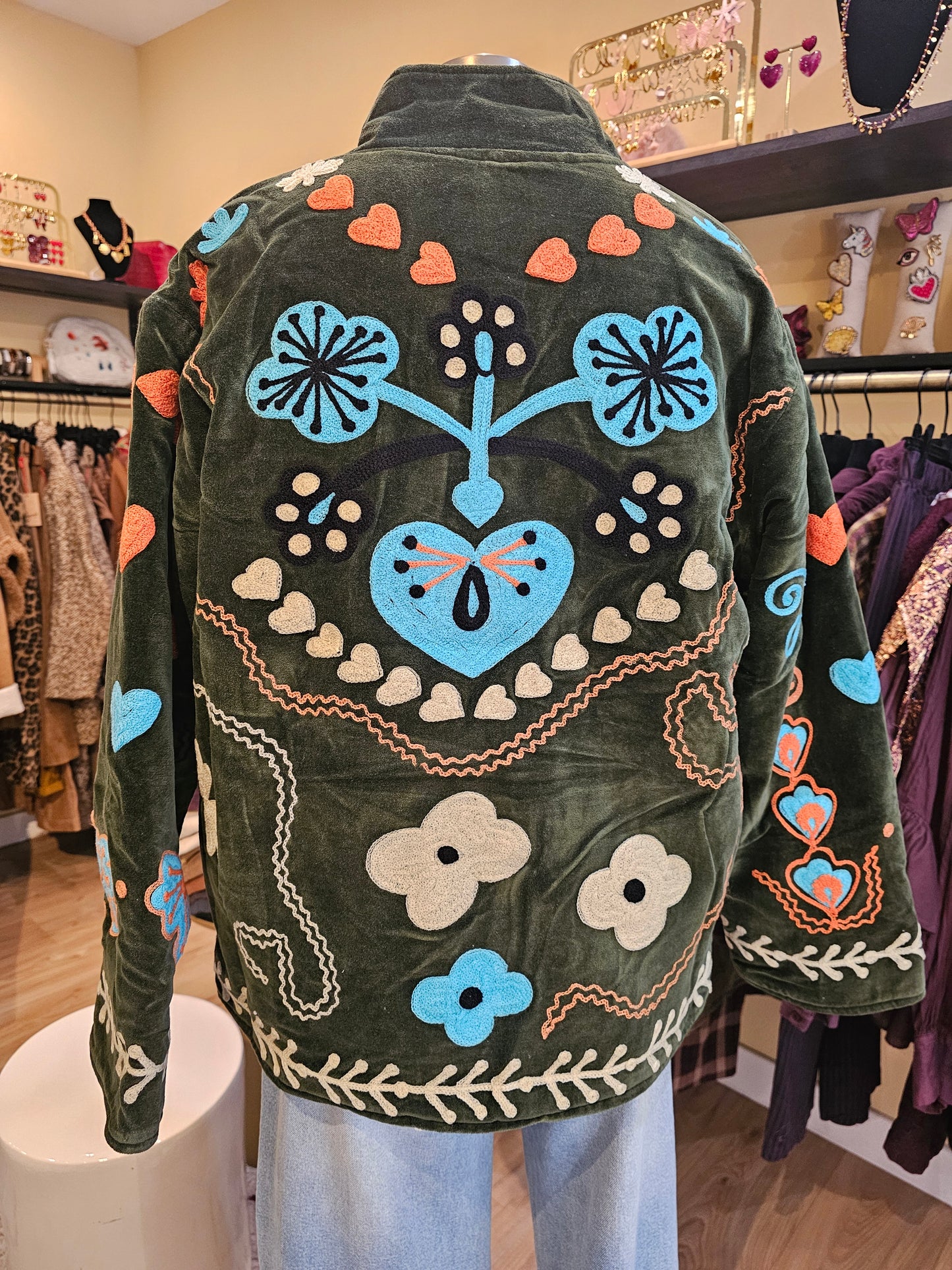 Veste brodée en velours The corner