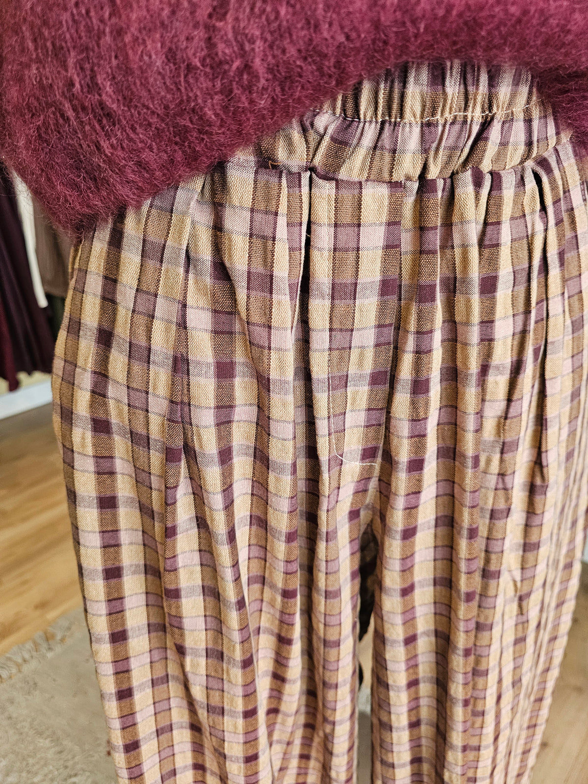 Pantalon large à carreaux
