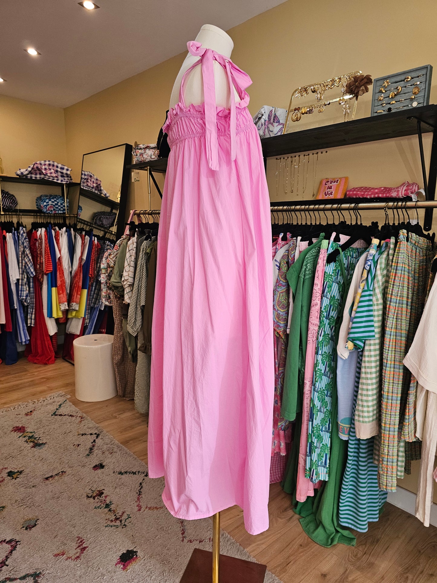 Robe rose à bretelles en coton johanna Paris