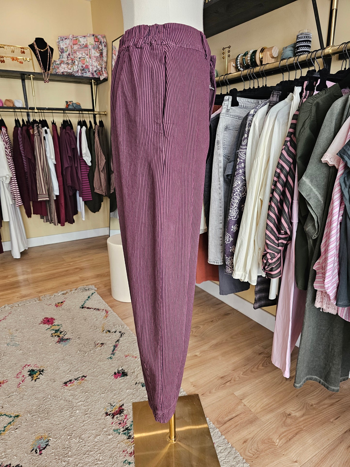 Pantalon rayé prune Johanna paris