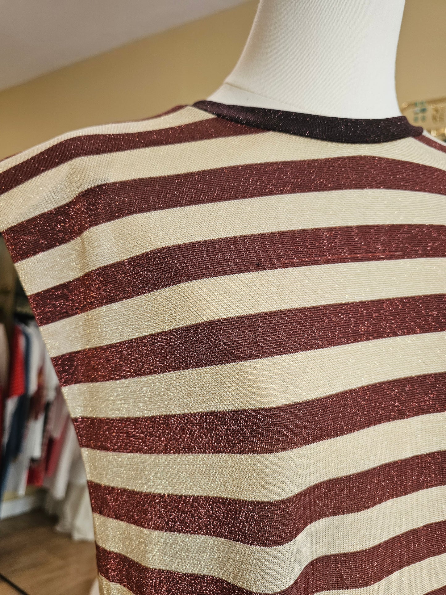 Robe lurex marron et écru Johanna Paris