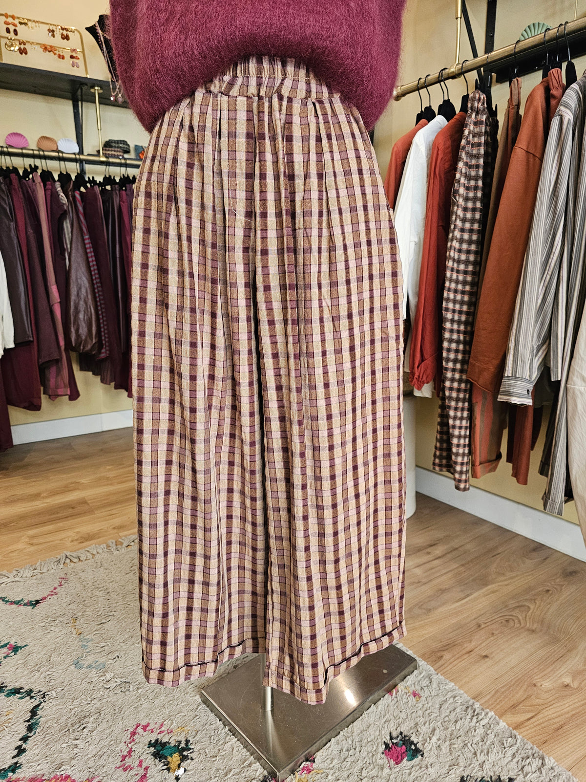 Pantalon large à carreaux