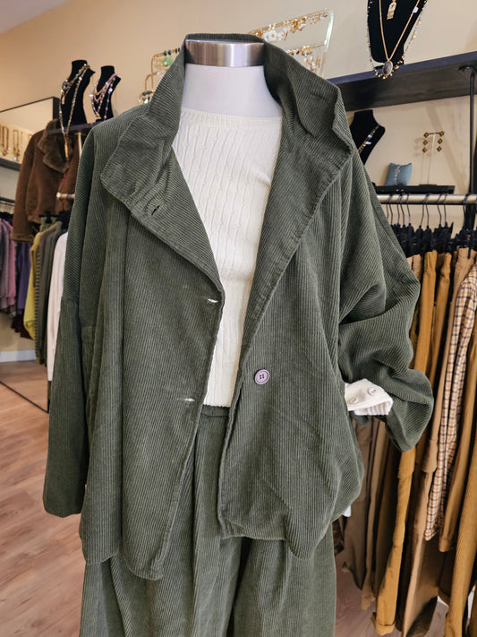 Veste en velours cotelé kaki Johanna Paris
