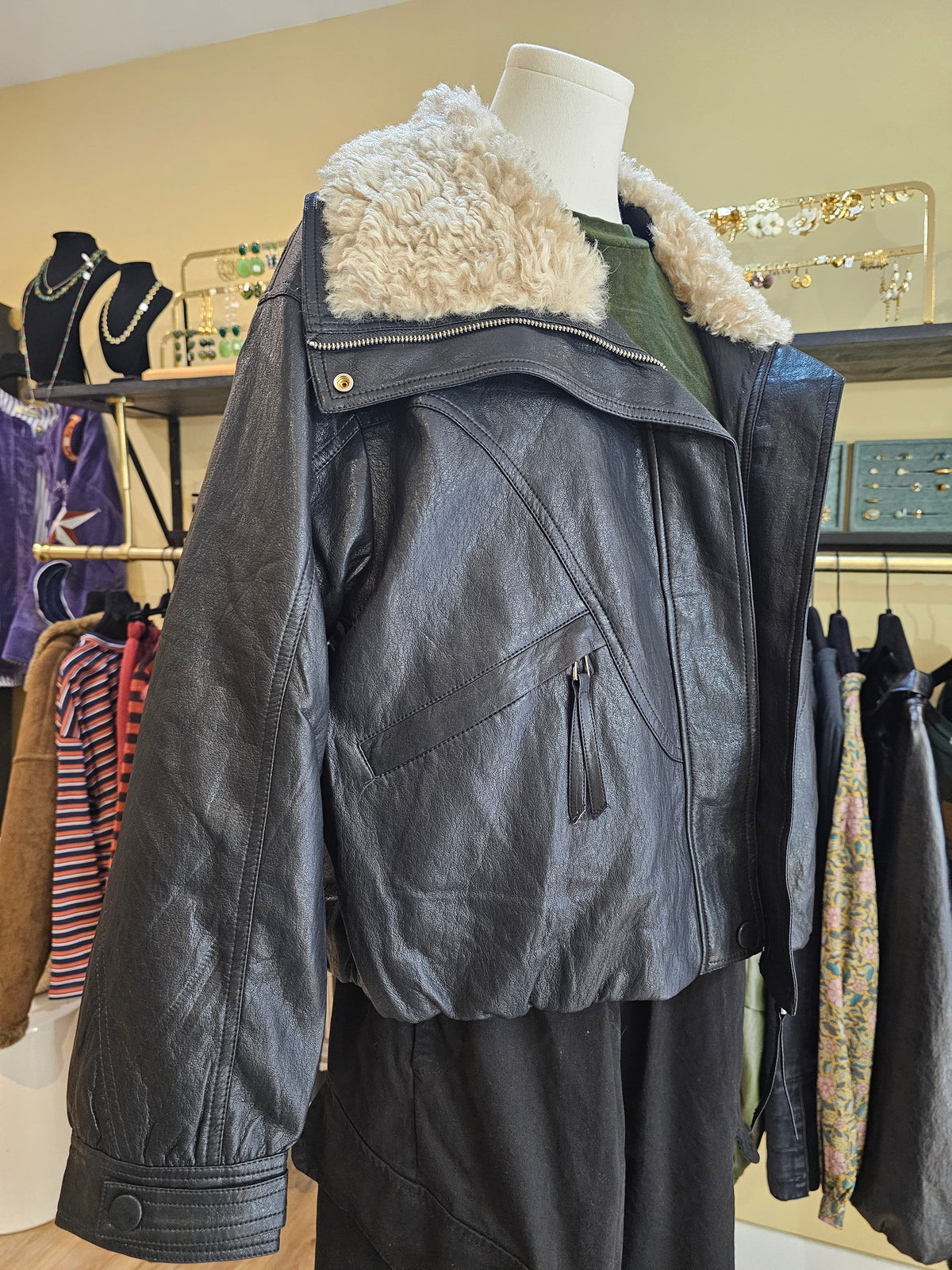 Blouson simili cuir noir