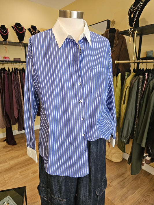 Chemise rayée bleu et blanc
