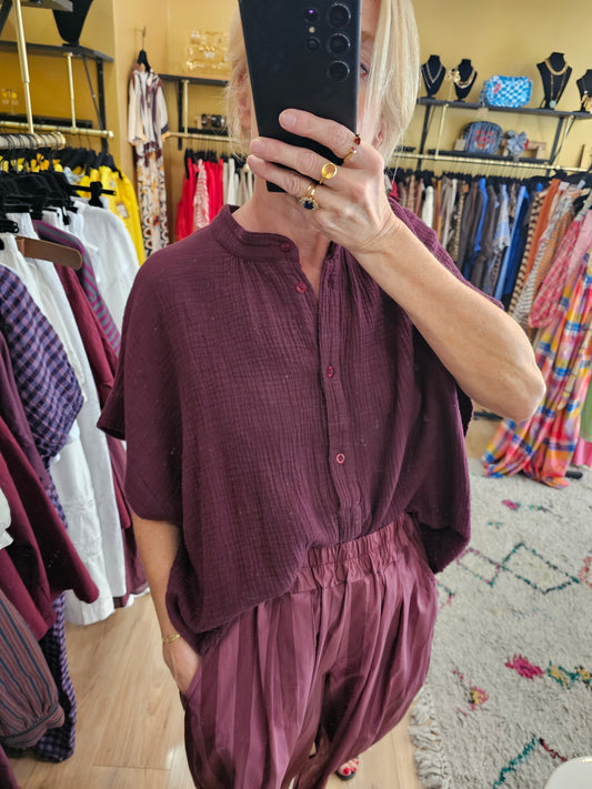 Top gaze de coton prune the corner
